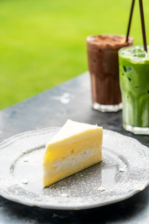 coconut cake in cafe and restaurantの写真素材