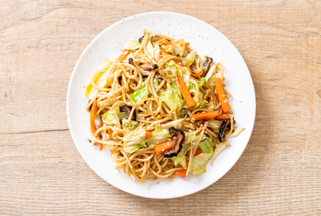 stir-fried yakisoba noodle with vegetable - vegan and vegetarian foodの写真素材