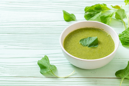 spinach soup bowl - healthy food styleの写真素材