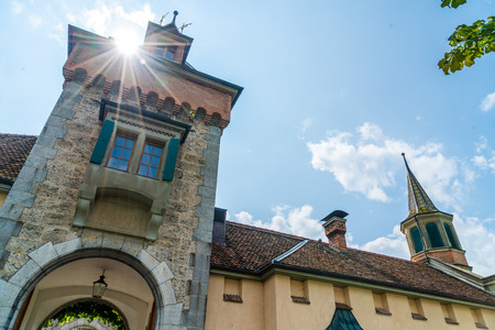 Beautiful Architecture at Oberhofen Castle in Switzerlandのeditorial素材