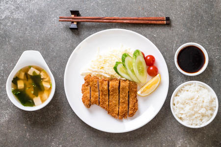 Japanese deep fried pork cutlet (tonkatsu set) - Japanese food styleの写真素材
