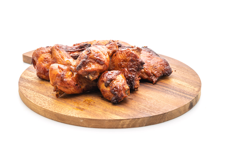 Grilled and barbecue chicken isolated on white backgroundの写真素材