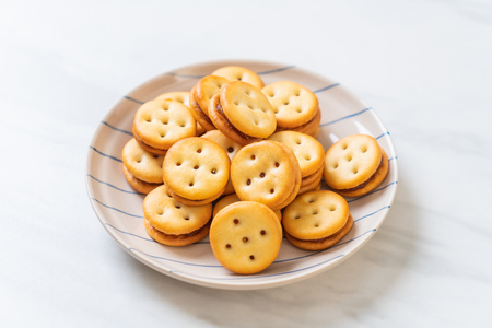 Coconut biscuit with pineapple jamの写真素材