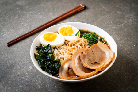 Shoyu ramen noodle with pork and egg - Japanese food styleの写真素材