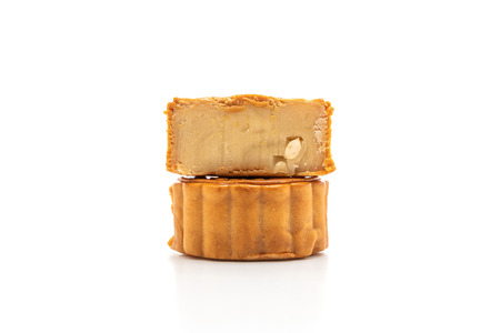 Chinese moon cake for Chinese mid-autumn festival isolated on white background