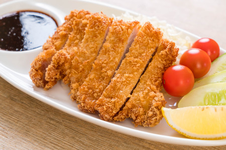 Japanese deep fried pork cutlet (tonkatsu set) - Japanese food styleの写真素材