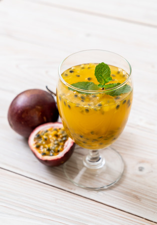 fresh and iced passion fruit juice - healthy drinkの写真素材