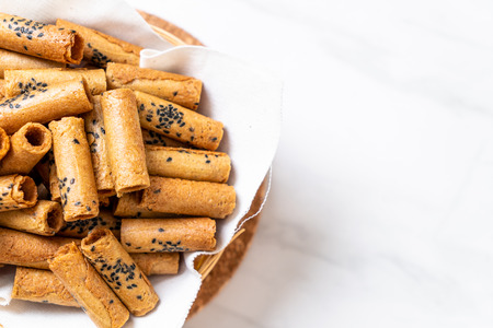 Thai crispy coconut roll - Thai dessert snackの写真素材