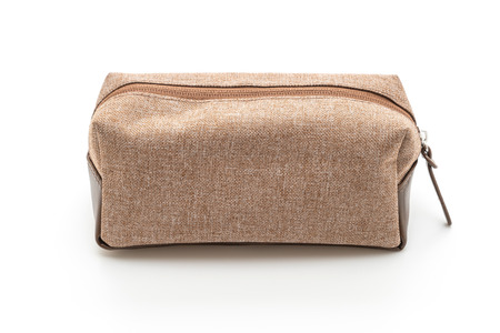Accessories bag or cosmetics bag isolated on white backgroundの写真素材