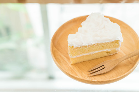 coconut cake on wood plateの写真素材