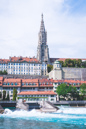 Beautiful Architecture at Bern City and Berner Munster cathedral in Switzerlandのeditorial素材