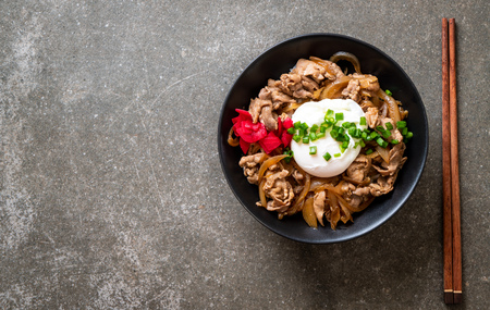 pork rice bowl with egg (Donburi) - japanese food styleの写真素材
