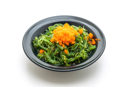 seaweed salad with shrimp eggs isolated on white background -Japanese  food styleの写真素材
