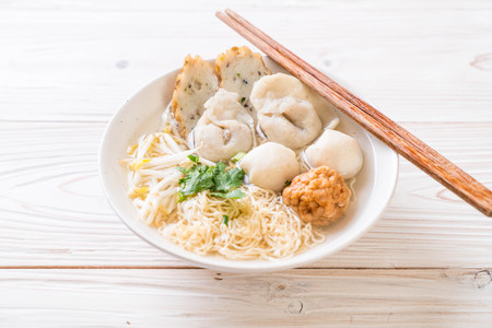 noodles with fish ball in soup - Asian food style