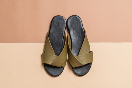 beautiful fashion female and woman leather sandalsの写真素材