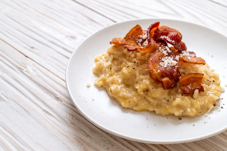risotto with crispy bacon and cheeseの写真素材