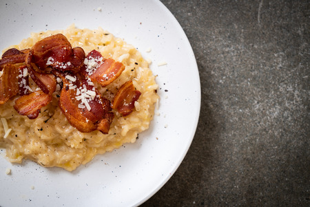 risotto with crispy bacon and cheeseの写真素材