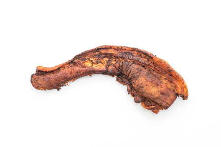 Fried Streaky Pork or Crispy Pork or Deep Fried Pork Belly isolated on white backgroundの写真素材