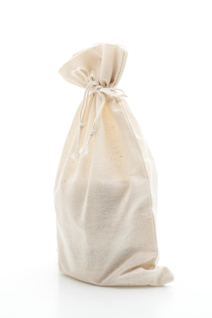 white fabric bag isolated on white backgroundの写真素材