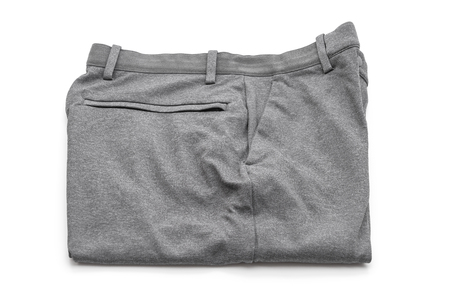 men's grey pants isolated on white backgroundの写真素材