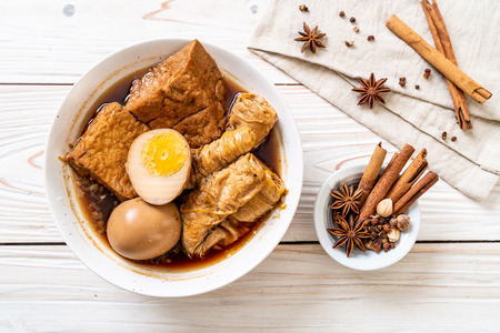 hard-boiled egg in brown sauce or sweet gravy - Asian foodの写真素材