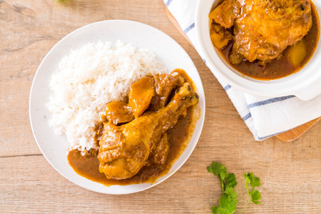 Chicken Massaman Curry Paste with Rice - Asian Food Styleの写真素材