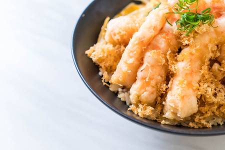 fried shrimps tempura on topped rice bowl - Japanese food styleの写真素材