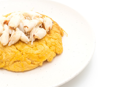omelet with crab meat isolated on white backgroundの写真素材