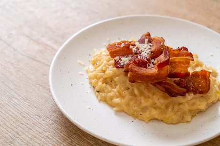 risotto with crispy bacon and cheeseの写真素材