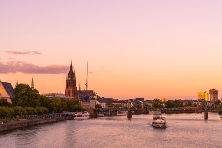 Frankfurt, Germany, Main skyline during twilight hour.のeditorial素材