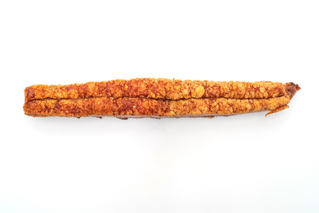 Fried Streaky Pork or Crispy Pork or Deep Fried Pork Belly isolated on white background