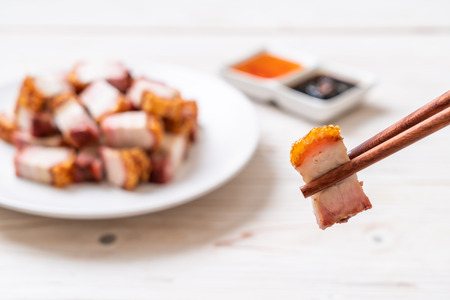 crispy pork belly or deep fried porkの写真素材