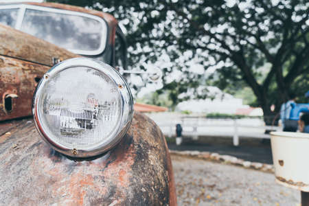 head light of old car - vintage effect filterの写真素材