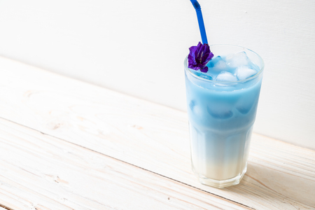 butterfly pea juice with milk - Healthy Drinkの写真素材