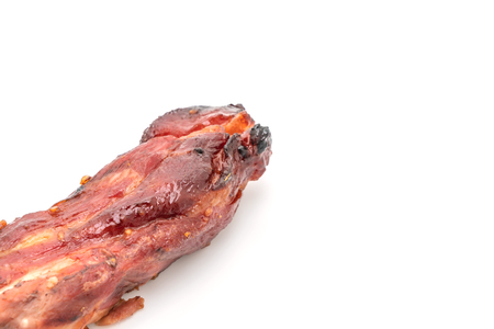 red barbecue roast pork isolated on white backgroundの写真素材