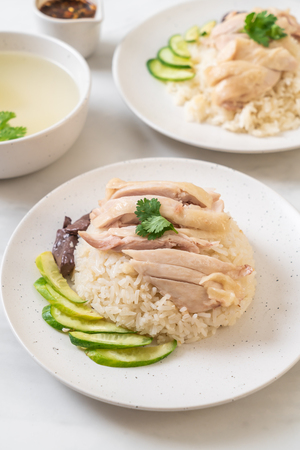 Hainanese chicken rice or steamed chicken rice - Asian food styleの写真素材