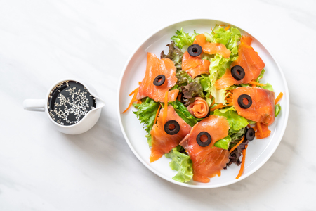 smoked salmon salad - healthy food styleの写真素材