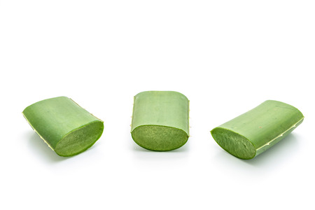 aloe sliced isolated on white backgroundの写真素材