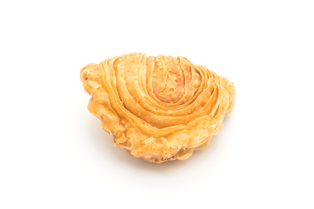 chicken curry puff pastry isolated on white backgroundの写真素材