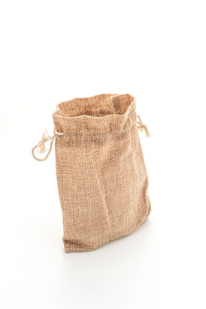 sack fabric bag isolated on white backgroundの写真素材