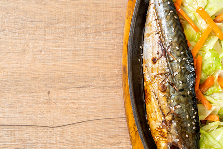 Grilled Saba fish steak with teriyaki sauce - Japanese food styleの写真素材