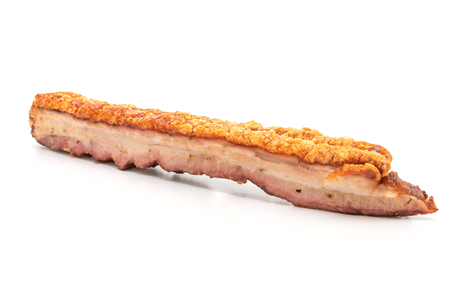 Fried Streaky Pork or Crispy Pork or Deep Fried Pork Belly isolated on white backgroundの写真素材