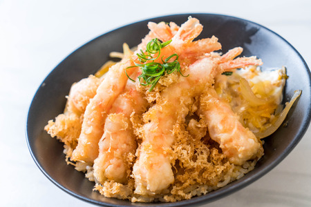 fried shrimps tempura on topped rice bowl - Japanese food styleの写真素材
