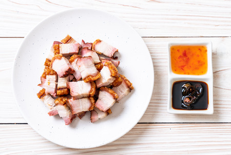crispy pork belly or deep fried porkの写真素材