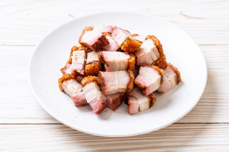 crispy pork belly or deep fried porkの写真素材
