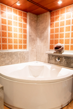 Bathtub decoration in bathroom interiorの写真素材