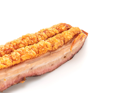 Fried Streaky Pork or Crispy Pork or Deep Fried Pork Belly isolated on white backgroundの写真素材