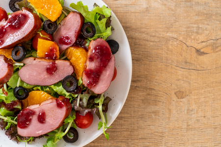 grilled duck breast with vegetable saladの写真素材