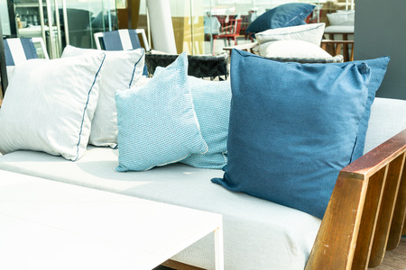 Comfortable pillow on sofa decoration outdoor patioの写真素材