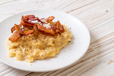 risotto with crispy bacon and cheeseの写真素材